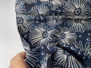 Poplin - unik batik i marineblå og offwhite